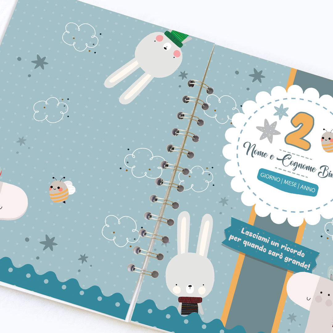 Quaderno dei ricordi con il nome - Idea Compleanno - mod. Forest blu