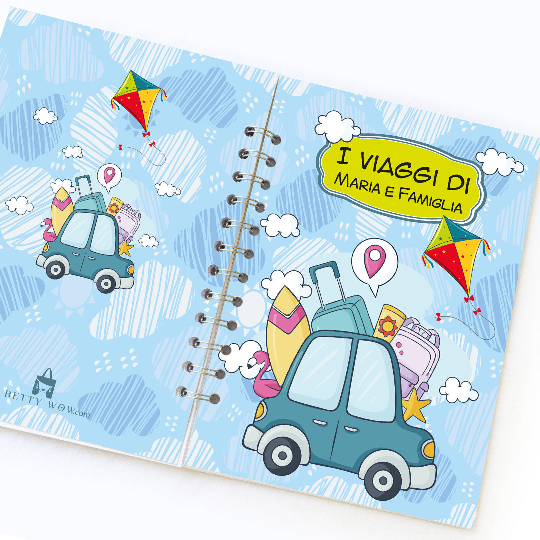 Diario di Viaggio personalizzato con nomi e destinazione - mod. Car