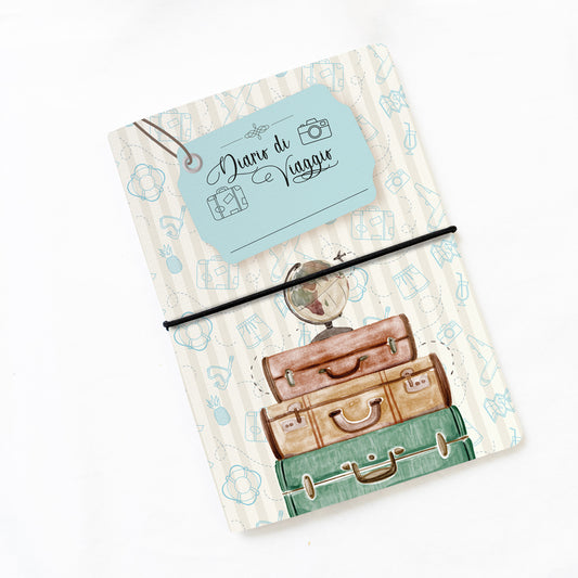 Diario di Viaggio Pocket con elastico - 13x18cm - Copertina telata - Mod. A-valigie