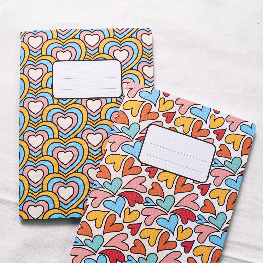 2 Quaderni artigianali "I Ruvidi" - 13x18cm - Copertina telata - Mod. Lovely