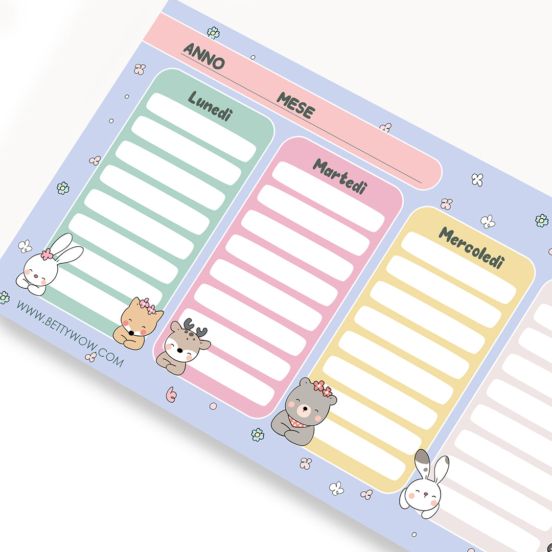 Planner settimanale Weekly Kawaii - 28x9cm