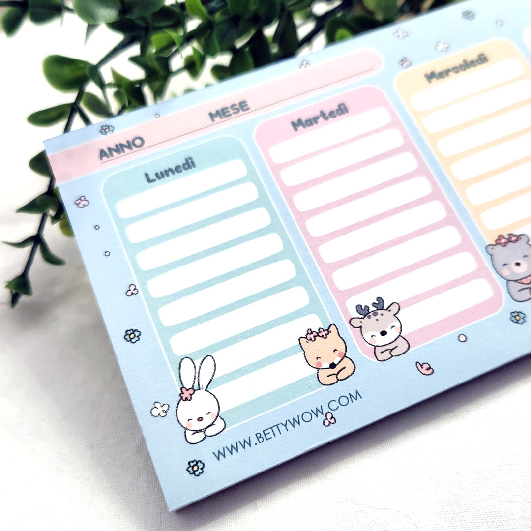 Planner settimanale Weekly Kawaii - 28x9cm