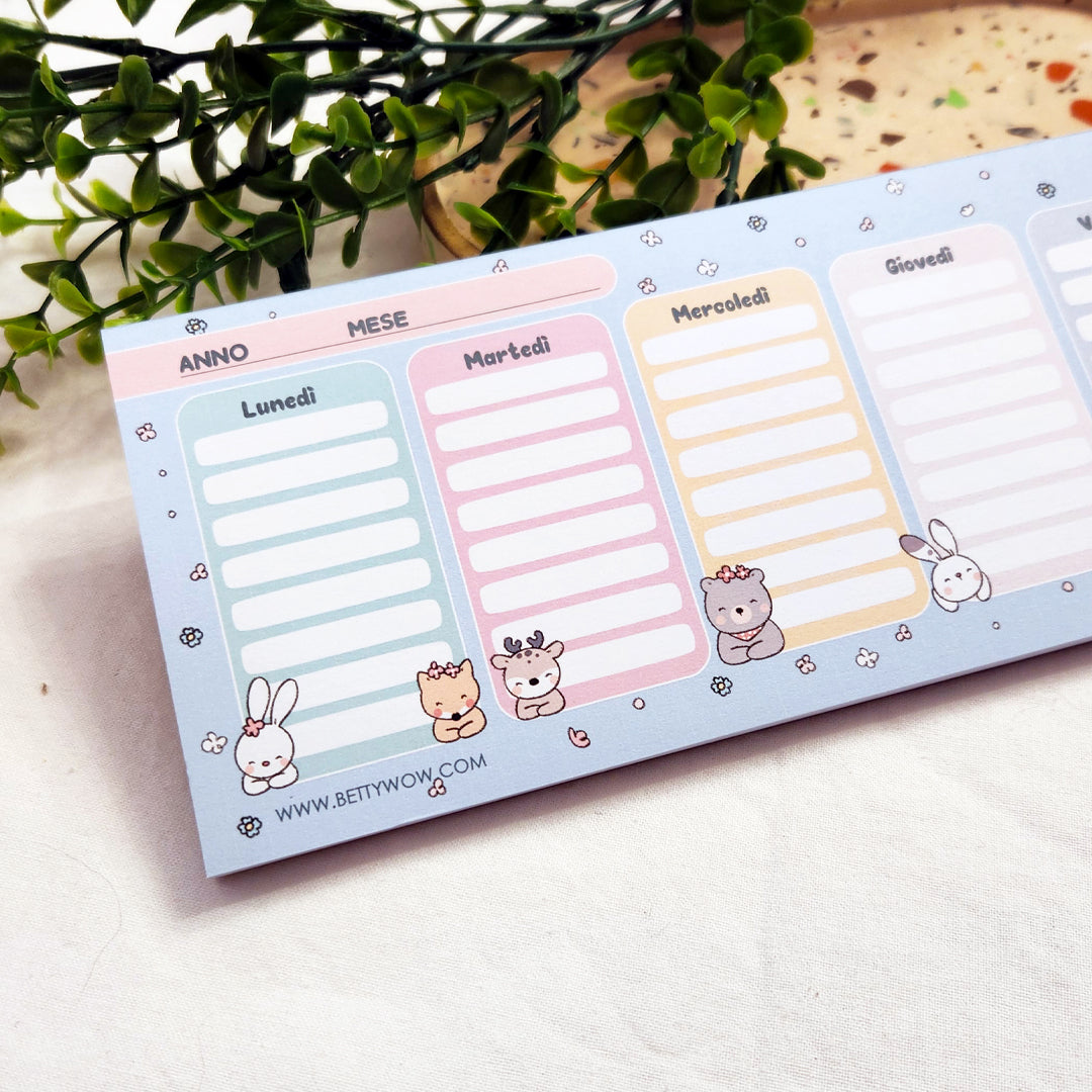 Planner settimanale Weekly Kawaii - 28x9cm