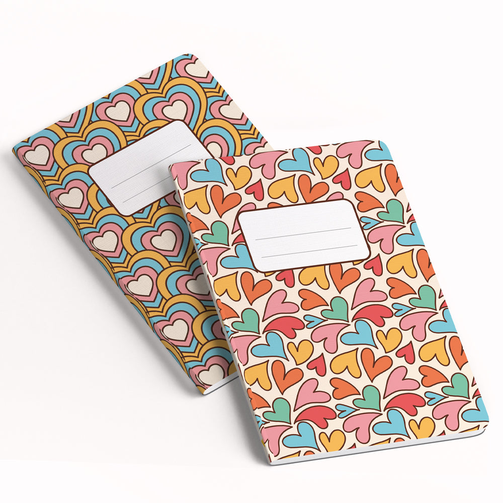 2 Quaderni artigianali "I Ruvidi" - 13x18cm - Copertina telata - Mod. Lovely
