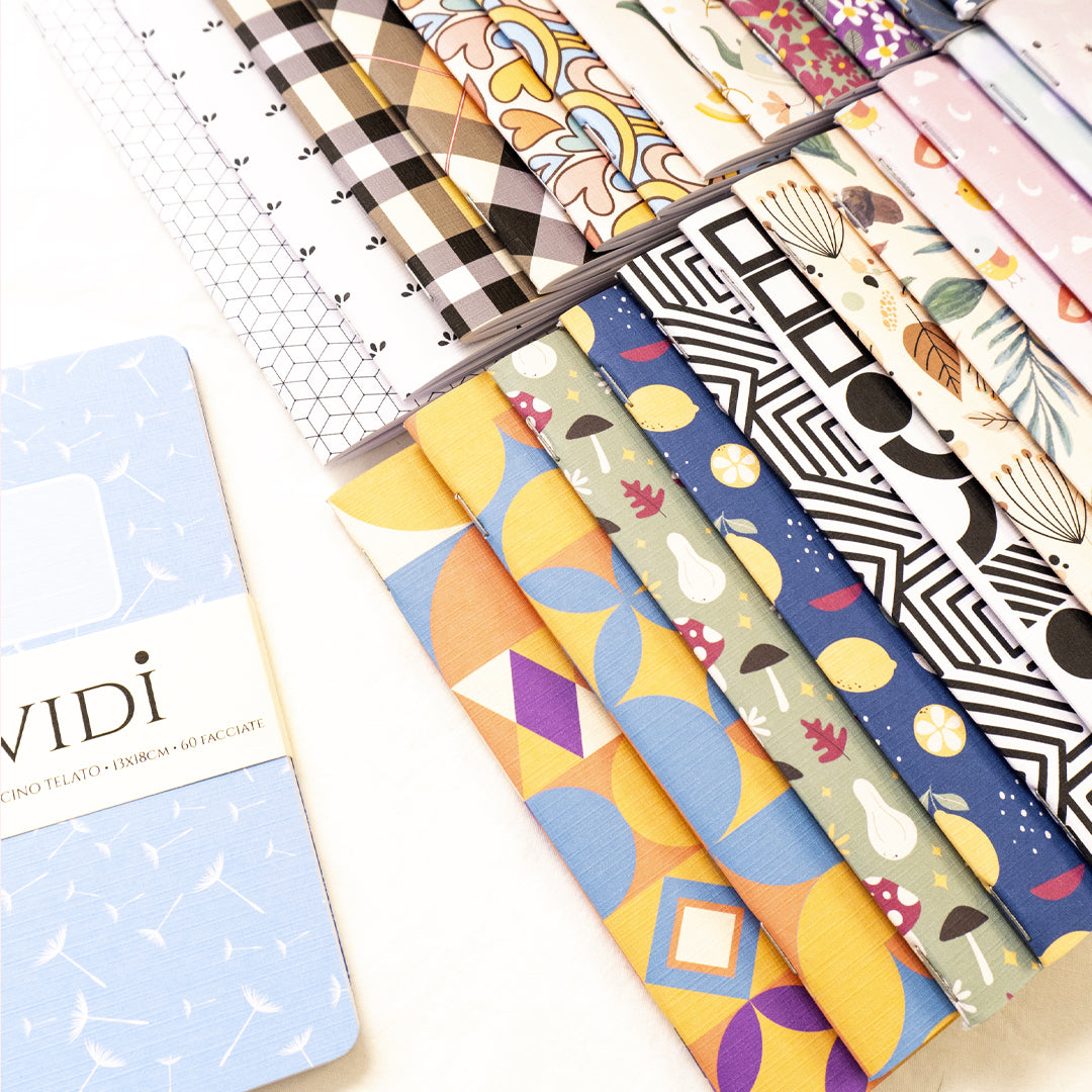 2 Quaderni artigianali "I Ruvidi" - 13x18cm - Copertina telata - Mod. Dandelion