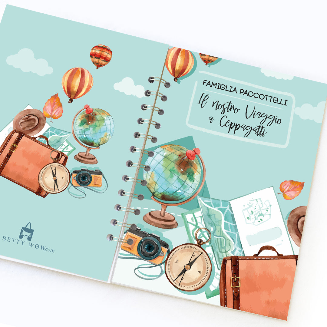 Diario di Viaggio personalizzato con nomi e destinazione - mod. Mongolfiere