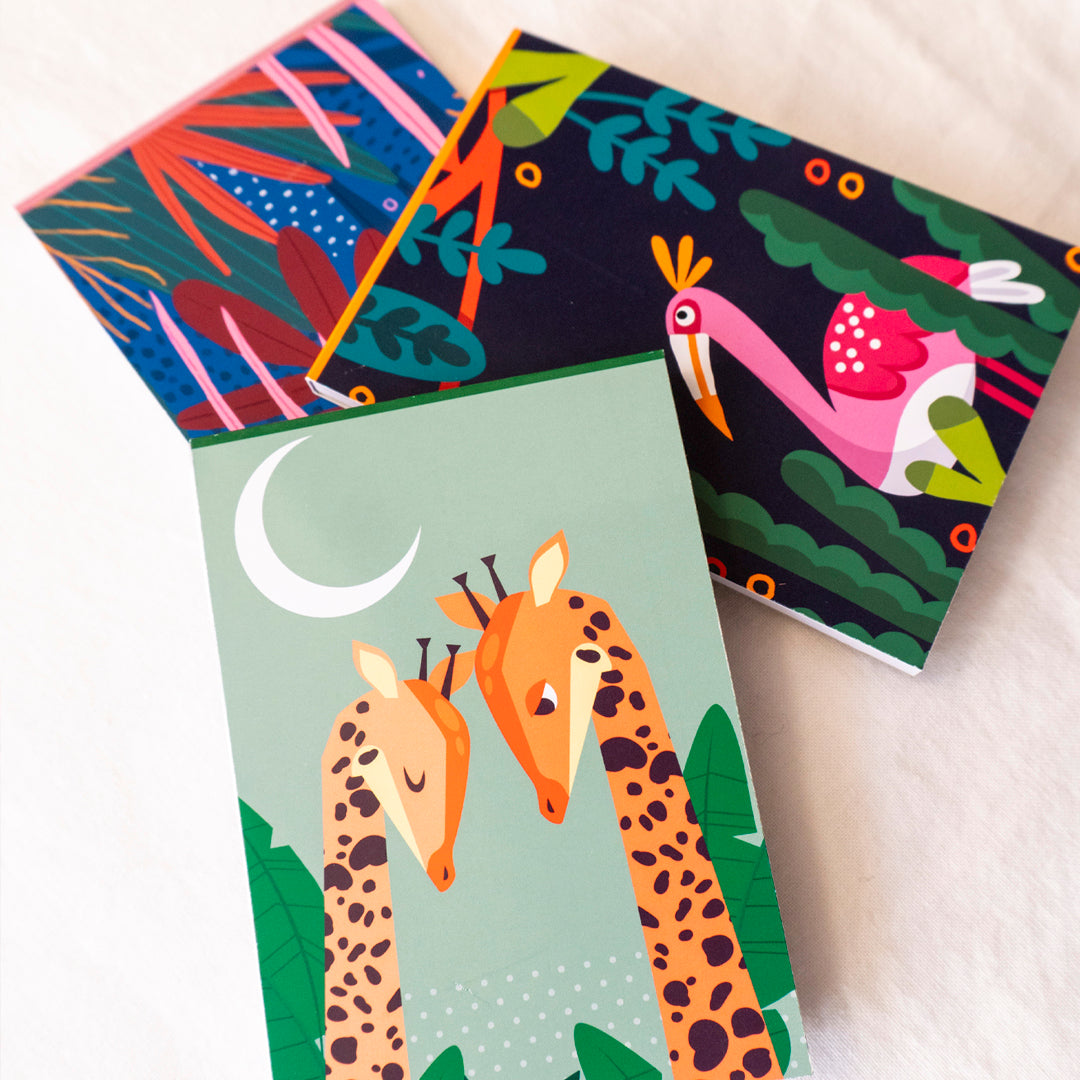 Set di 3 Block Notes Jungle - 7x11cm - 50 fogli cad