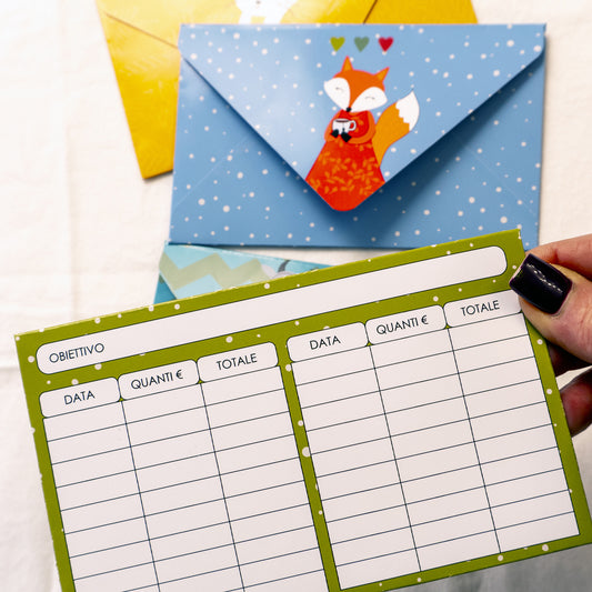 Buste Portasoldi BookMoney sfida risparmio 16,3x9,8cm