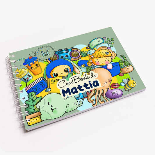CoolBook Animal Cute Green – Album da colorare 50 disegni – Personalizza con il nome