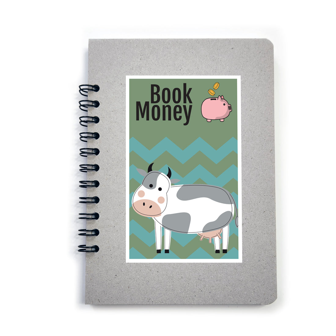 Set Book Money, 46 Sfide differenti per risparmiare, Block-notes, penna, busta risparmio  - Mod Cow