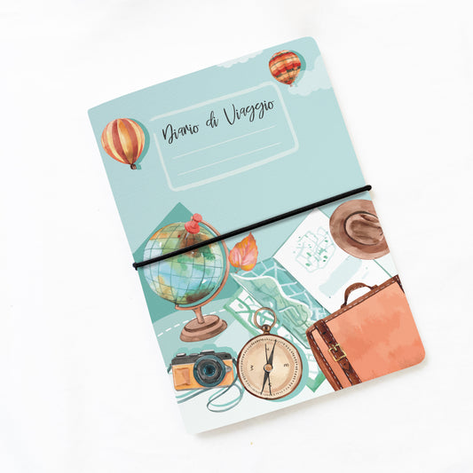 Diario di Viaggio Pocket con elastico - 13x18cm - Copertina telata - Mod. C-mongolfiere