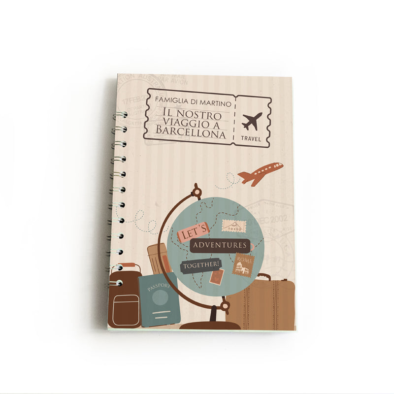 Diario di Viaggio personalizzato con nomi e destinazione - mod. Mappamondo
