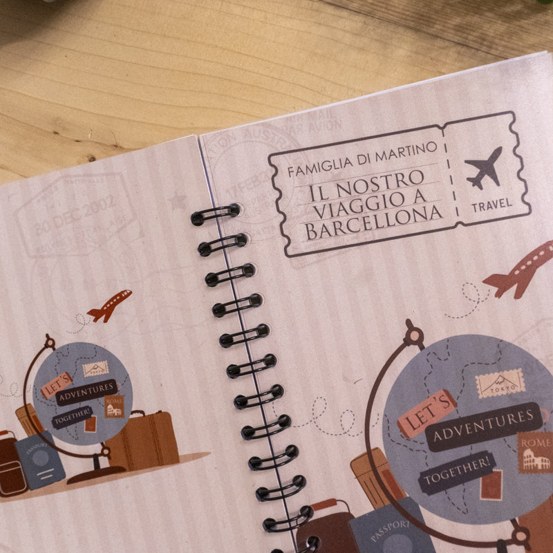 Diario di Viaggio personalizzato con nomi e destinazione - mod. Mappamondo