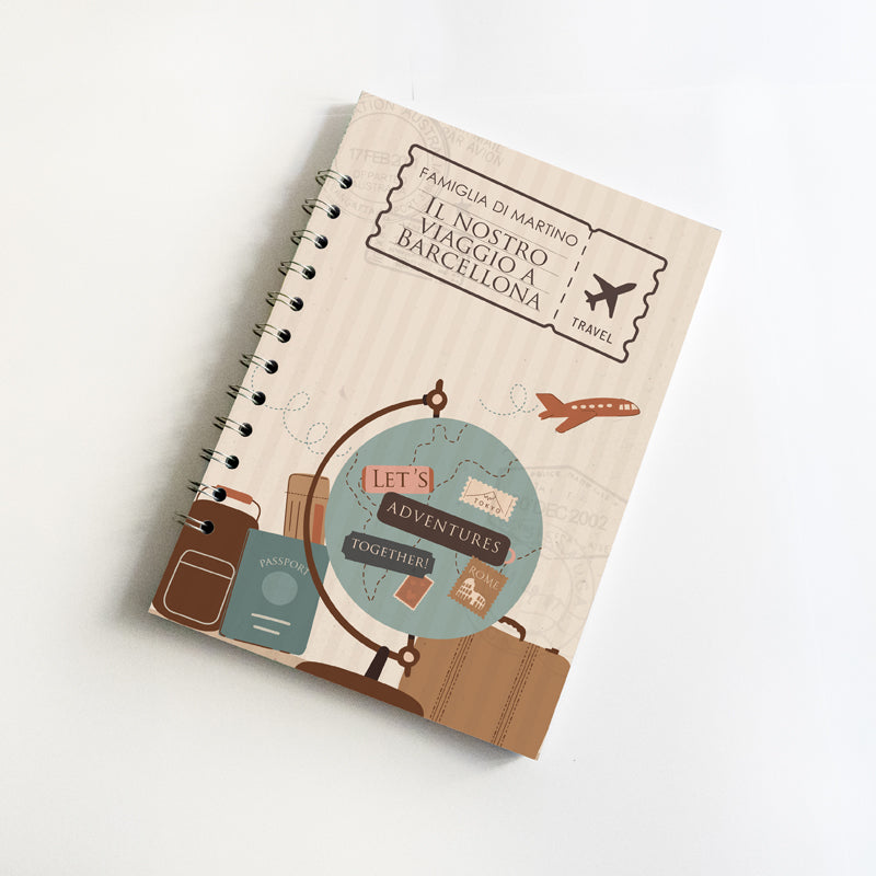 Diario di Viaggio personalizzato con nomi e destinazione - mod. Mappamondo