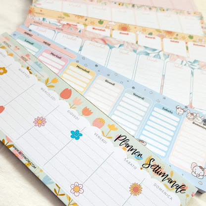 Planner settimanale Weekly Romantic Flowers - 28x9cm