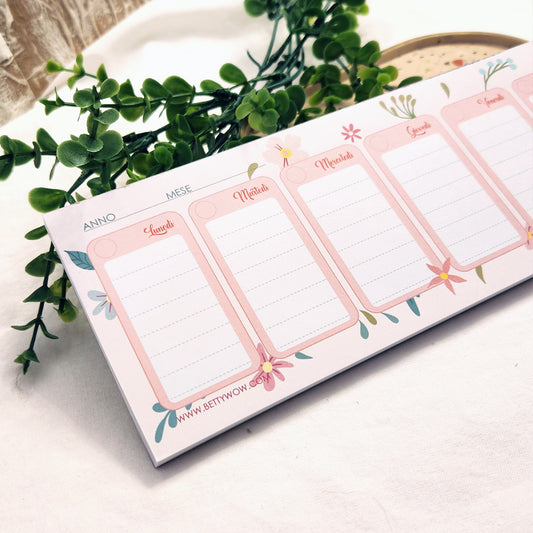 Planner settimanale Weekly Flowers - 28x9cm