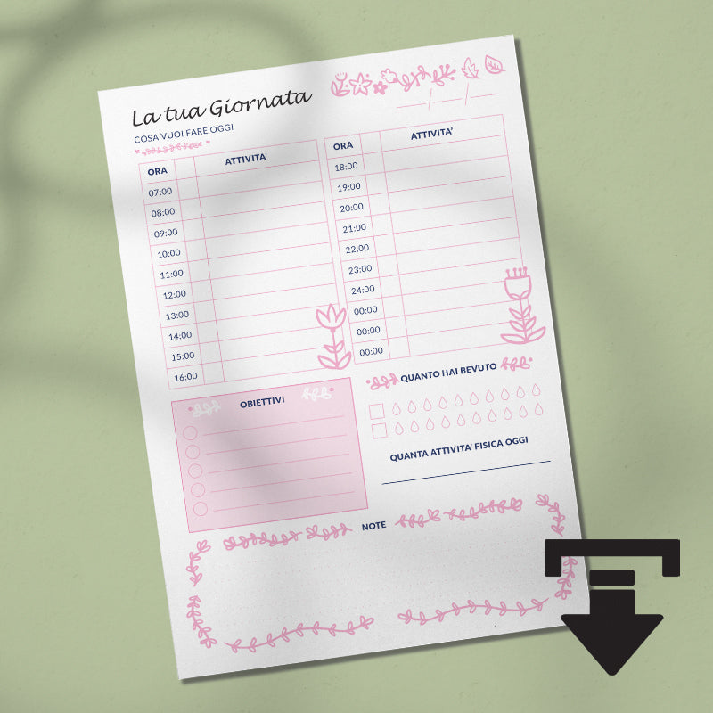 Planner Giornaliero Buone Abitudini A4  download gratuito - mod.6