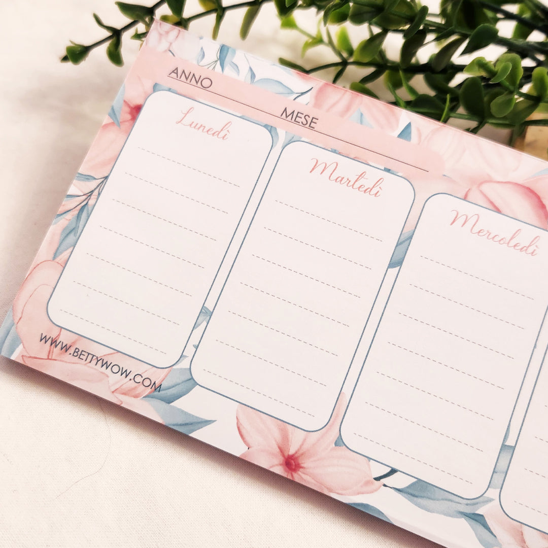 Planner settimanale Weekly Romantic Flowers - 28x9cm