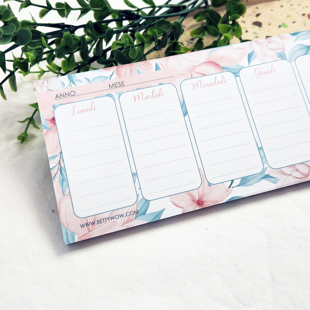 Planner settimanale Weekly Romantic Flowers - 28x9cm