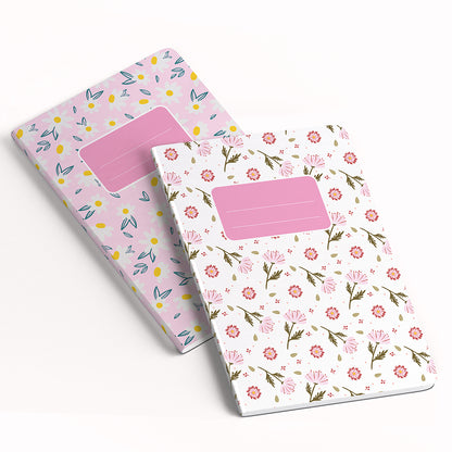 2 Quaderni artigianali "I Ruvidi" - 13x18cm - Copertina telata - Mod. Petunia