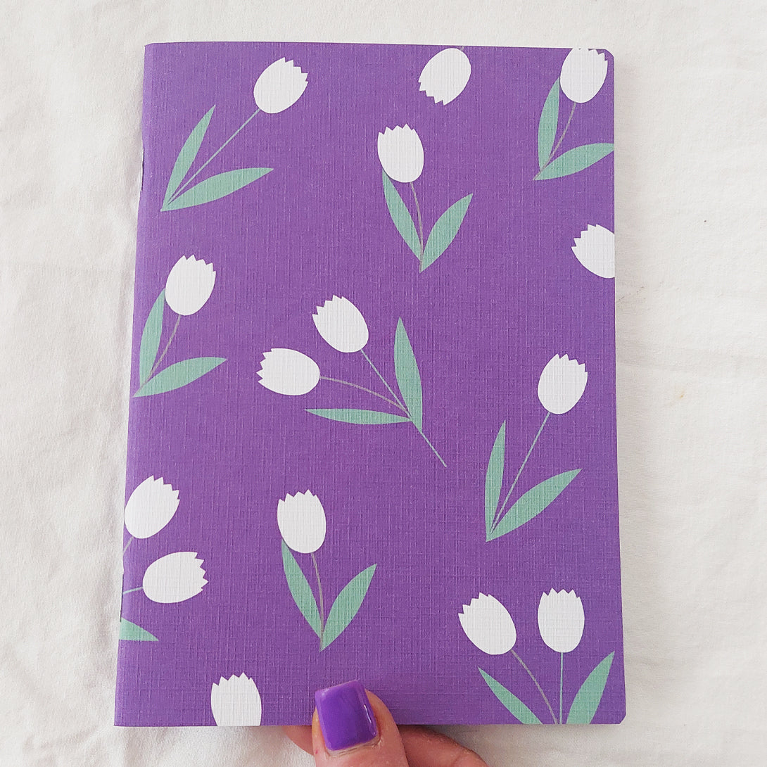 Quaderno a righe "I Ruvidi ONE" - 13x18cm - Copertina telata - Mod. Tulipani
