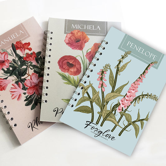 Set di 3 quaderni  Botanica - Personalizzabili con il nome