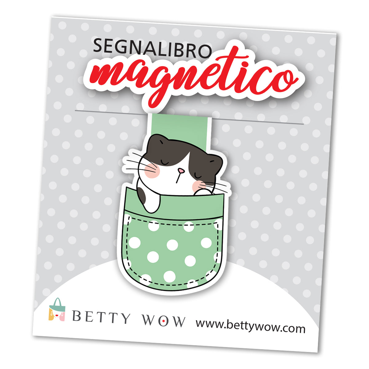 Segnalibro magnetico Kitten pocket green - 4x6cm