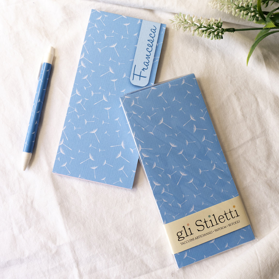 Taccuino lungo "Stiletti" personalizzabile - 9x19cm - mod. Dandelion