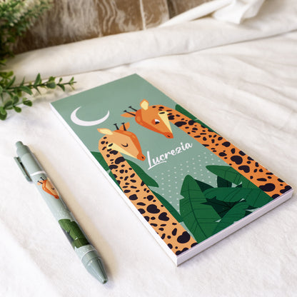 Taccuino lungo "Stiletti" personalizzabile - 9x19cm - mod. Jungle Giraffa