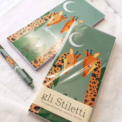 Taccuino lungo "Stiletti" personalizzabile - 9x19cm - mod. Jungle Giraffa