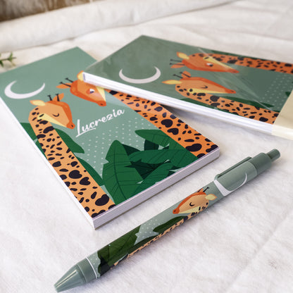 Taccuino lungo "Stiletti" personalizzabile - 9x19cm - mod. Jungle Giraffa